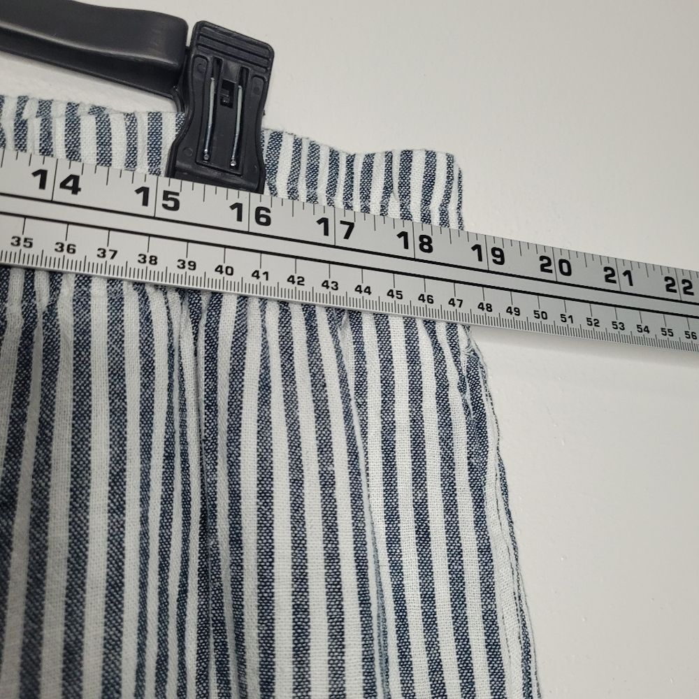 Old Navy linen blend Blue white striped wide leg pull on pants Vacation Xl - Picture 6 of 8